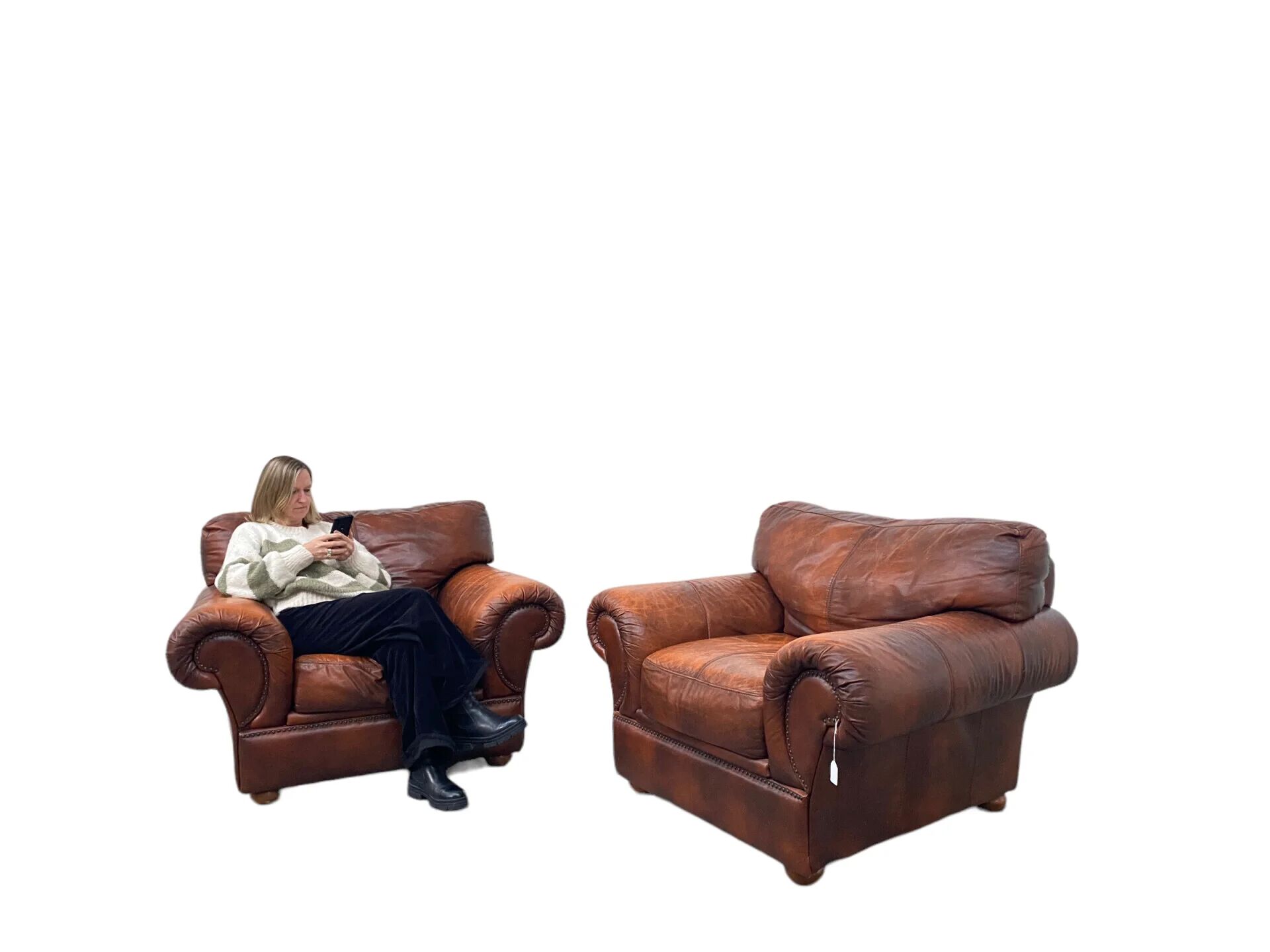 Ensemble de 2 fauteuils en cuir tchèque XL