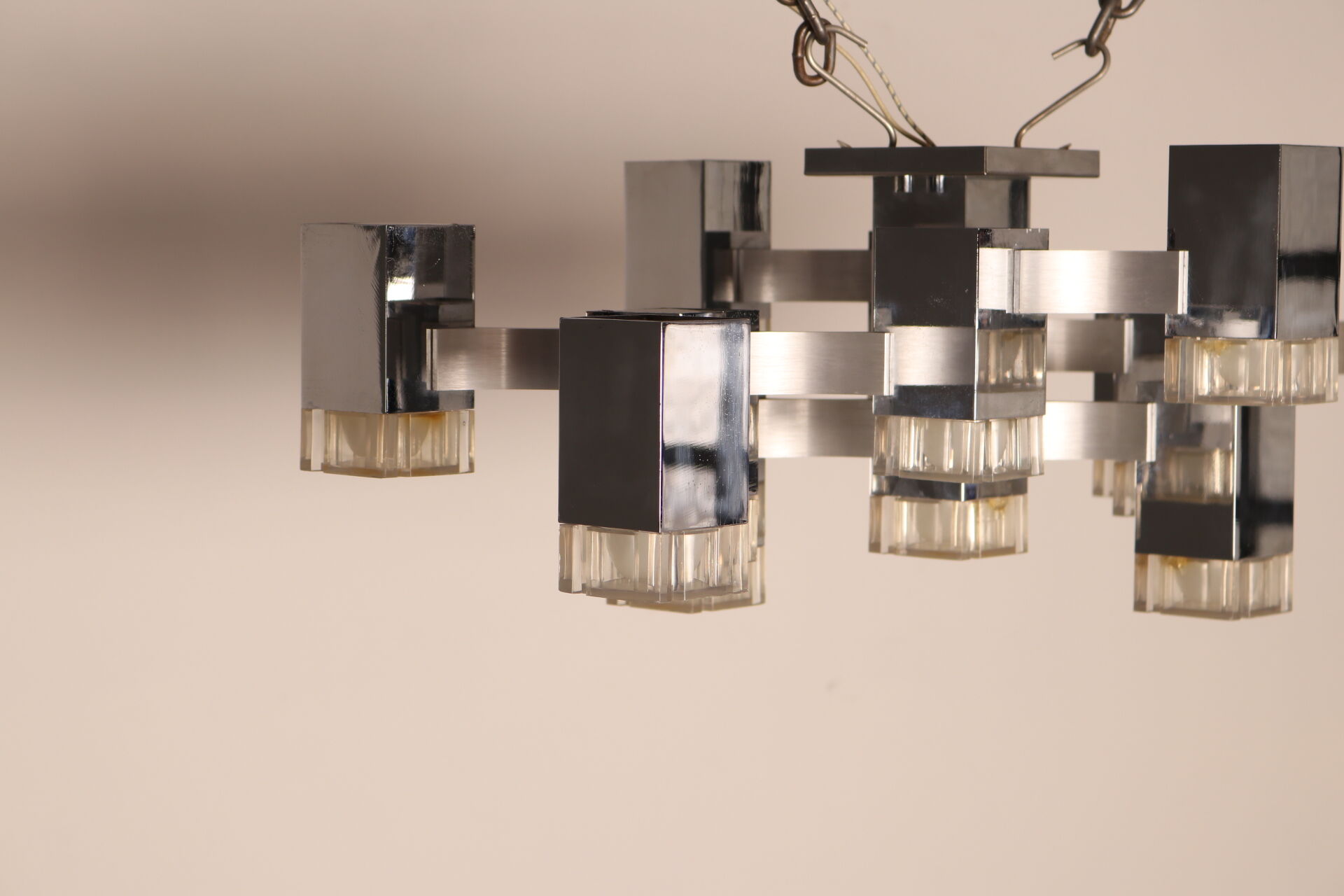 Ceiling light model 'Cubic' with 13 light units by Sciolari - Italy - 1970's
