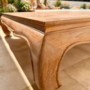 Large Opium coffee table in brushed solid teak 155 x 155 cm