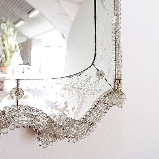 Italian Venetian Murano Floral Wall Mirror