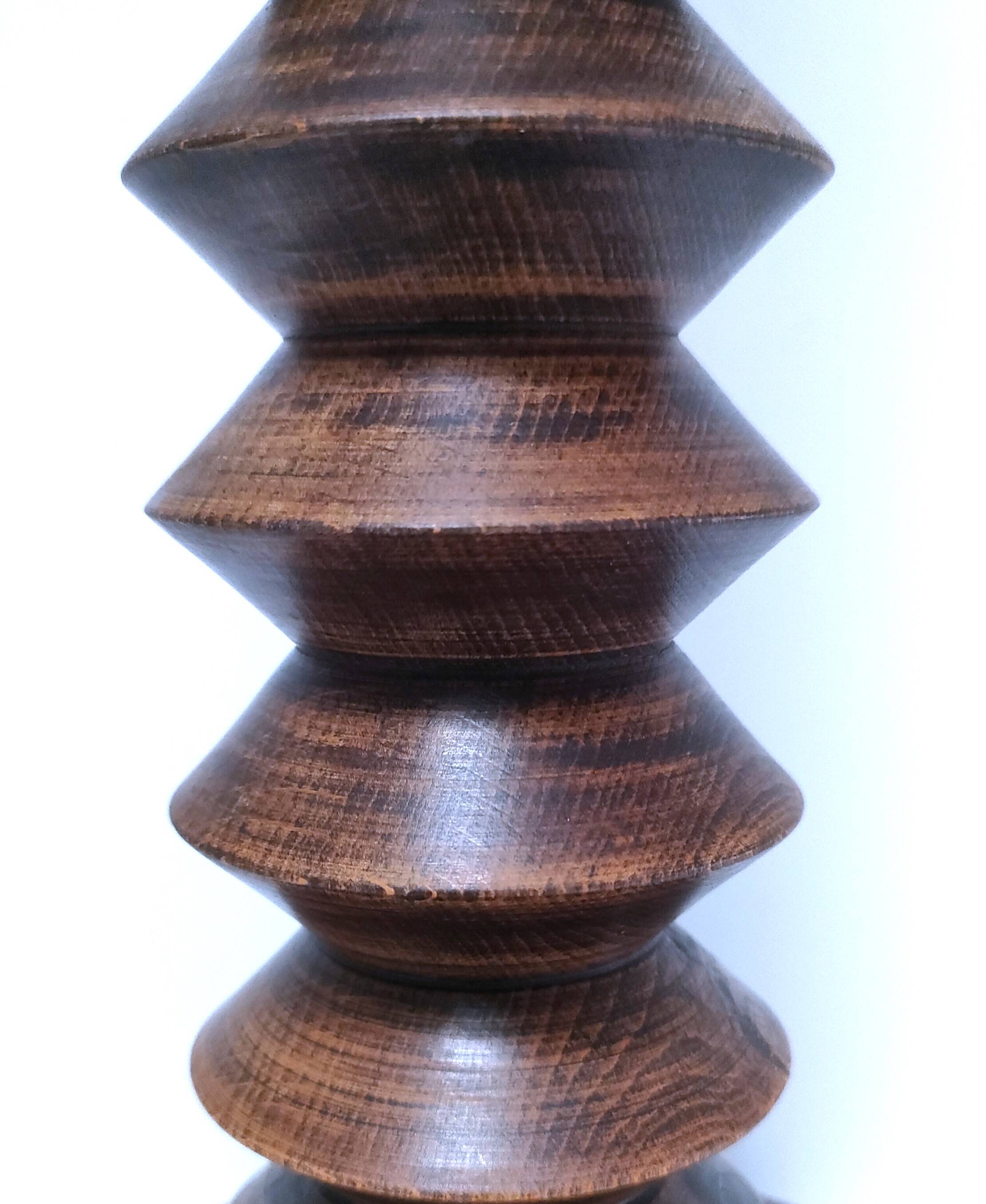 XL turned wooden lamp base H.47 cm 1950s design