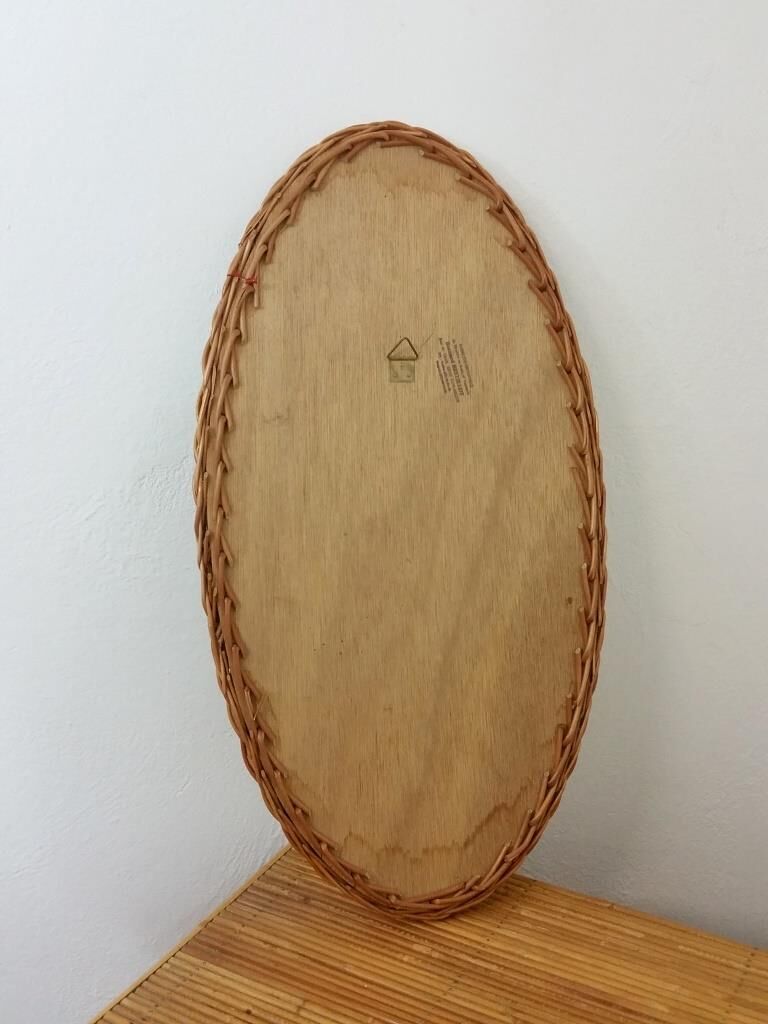 Large oval mirror rattan 37x70cm