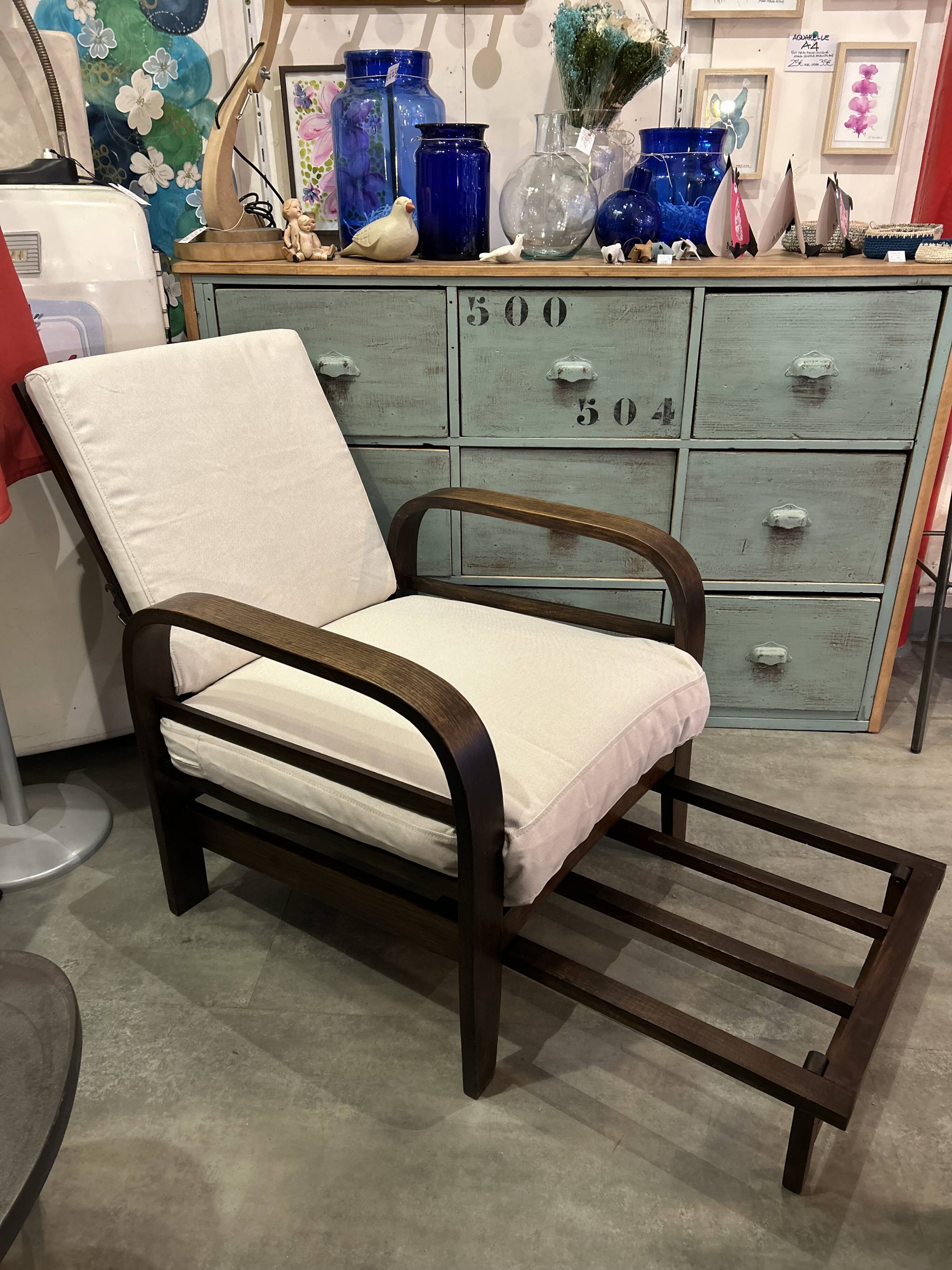 Multi-position relaxation armchair from the 1930s/40s in teak.