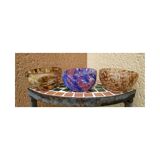 Set of Marmorean glass cups from Soisy Glassworks on school