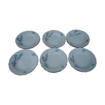 12 hollow plates in Kahla porcelain made in GDR diam 22 cm blue flower pattern