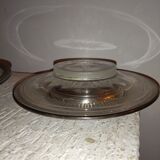 Pair of cutting trays cut glass solid silver