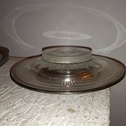 Paire de coupe plateaux verre taillé argent massif