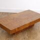 Table basse vintage en loupe d'orme 1970