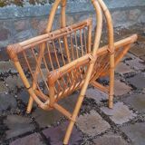 Vintage 1950s rattan magazine holder
