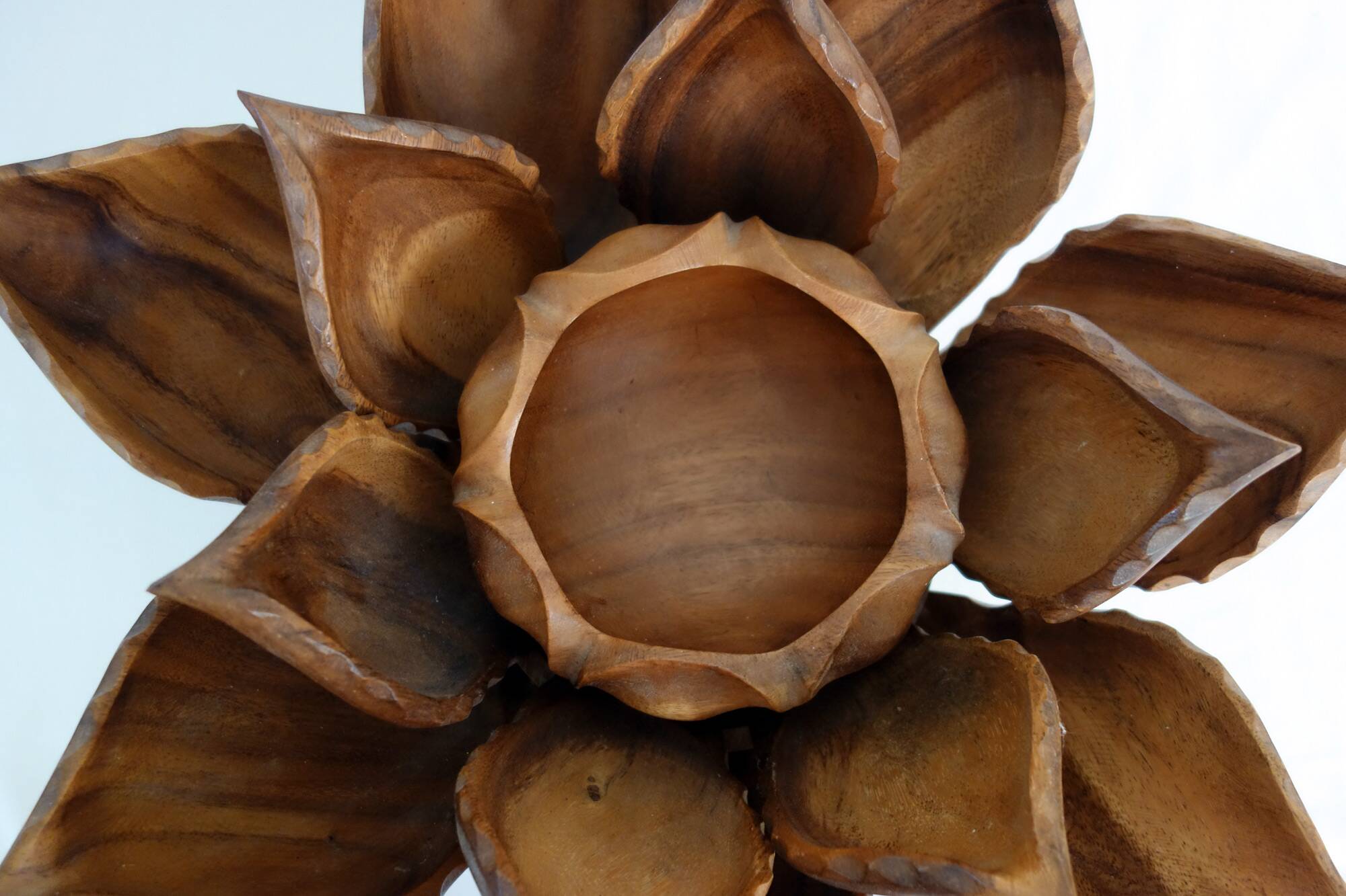 Large lotus flower vintage wooden aperitif service