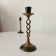 Twisted vintage candlestick in enamelled solid brass