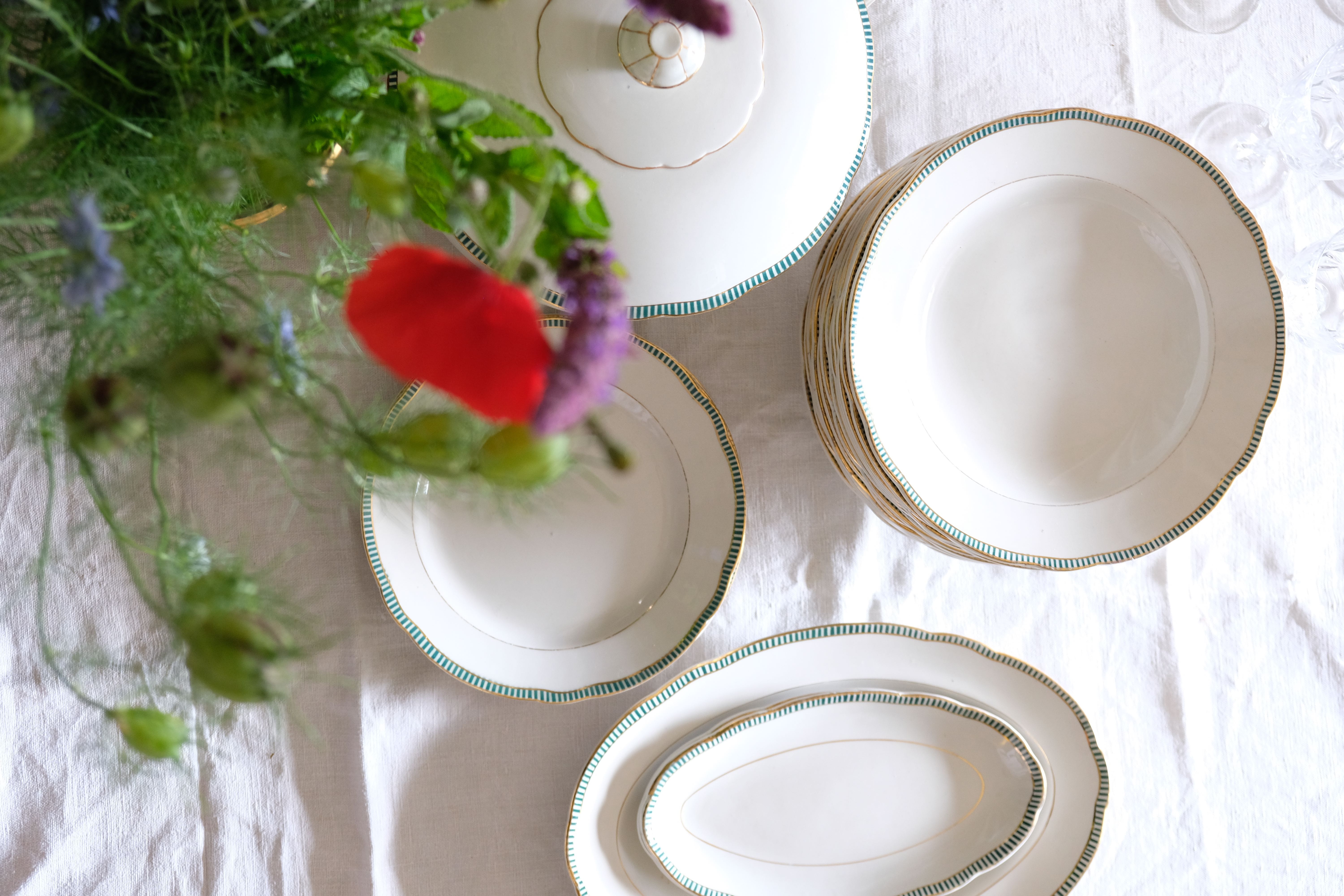 4 porcelain dessert plates collection ''Juan'' Sarreguemine Digoin 1950