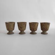 Suite of 4 cups or glasses mazagrans vintage in sandstone of the years 60