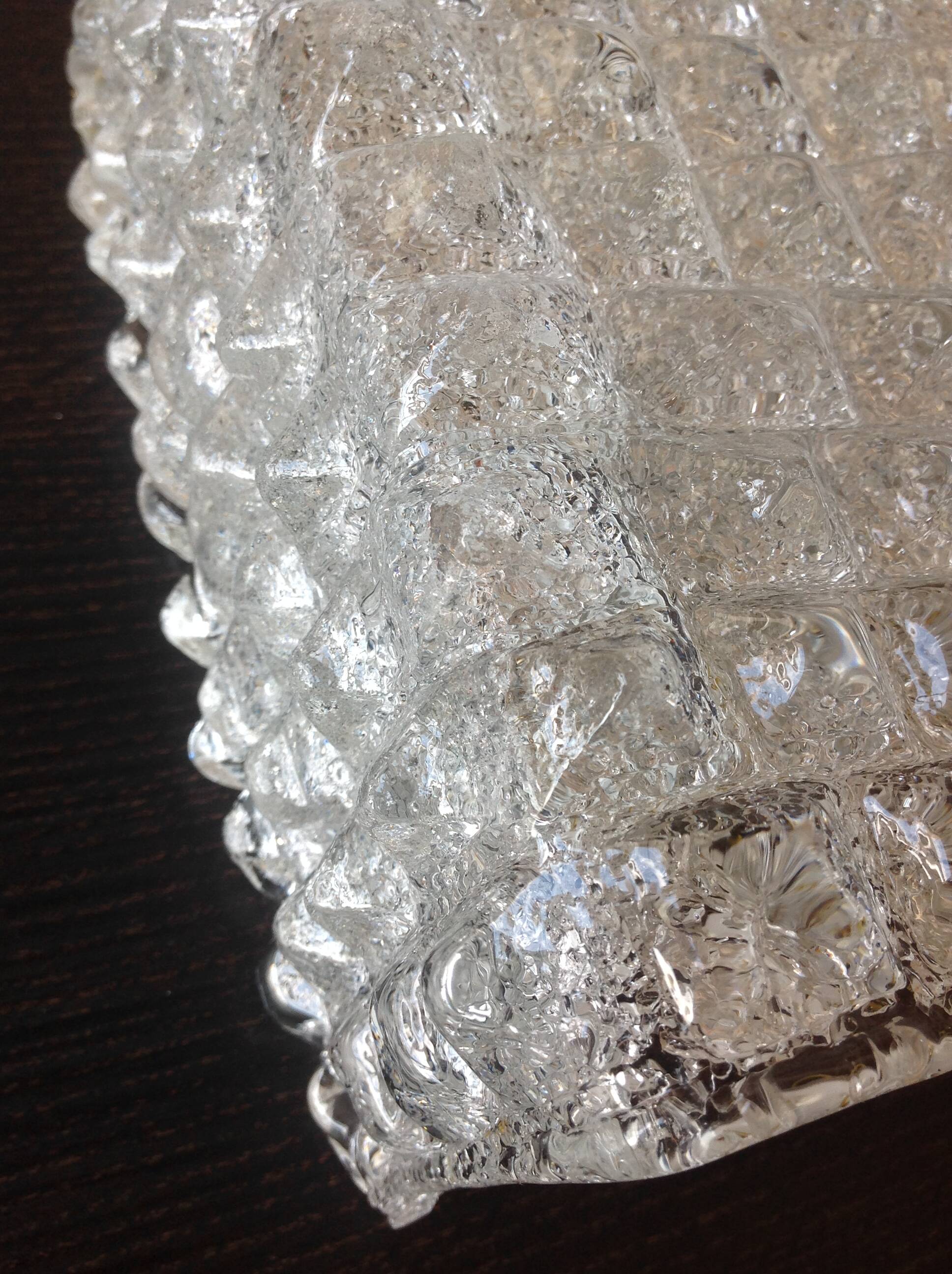Wall lamp in ice glass and diamond tips / vintage 60s-70s
