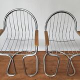 Set of iron and wood armchairs