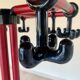 Red and black coat rack design 1980s