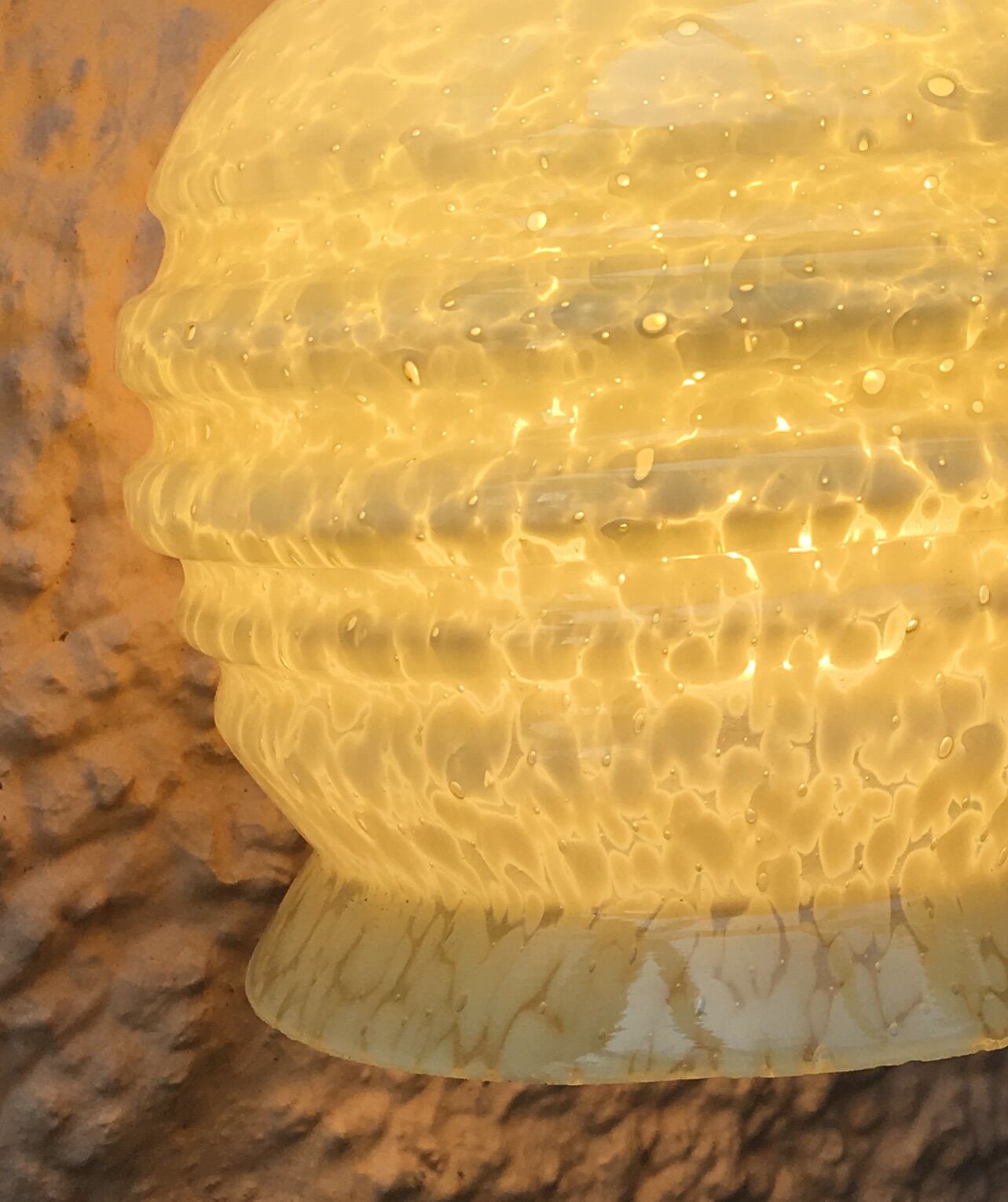 Vintage yellow Clichy glass tulip wall light