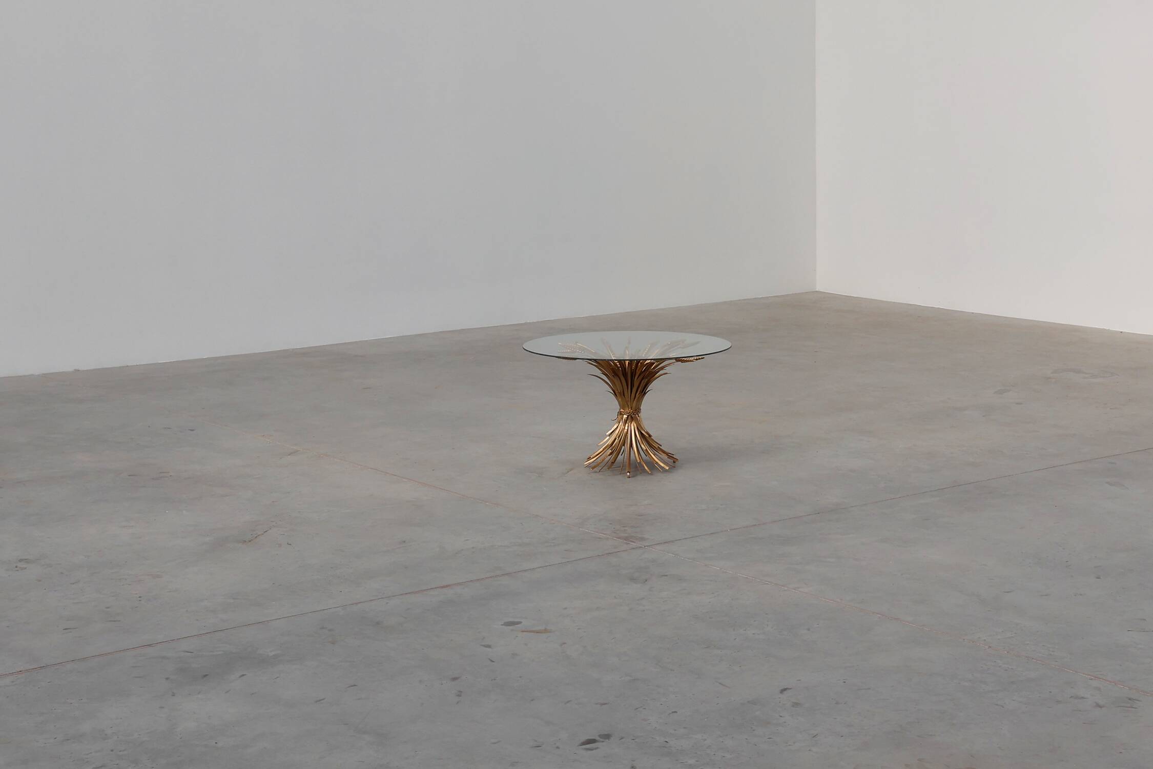 Hollywood regency gilt sheaf of wheat side table “coco chanel”, Italy 1960s