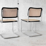 Pair of chairs cesca B32 black by Marcel Breuer