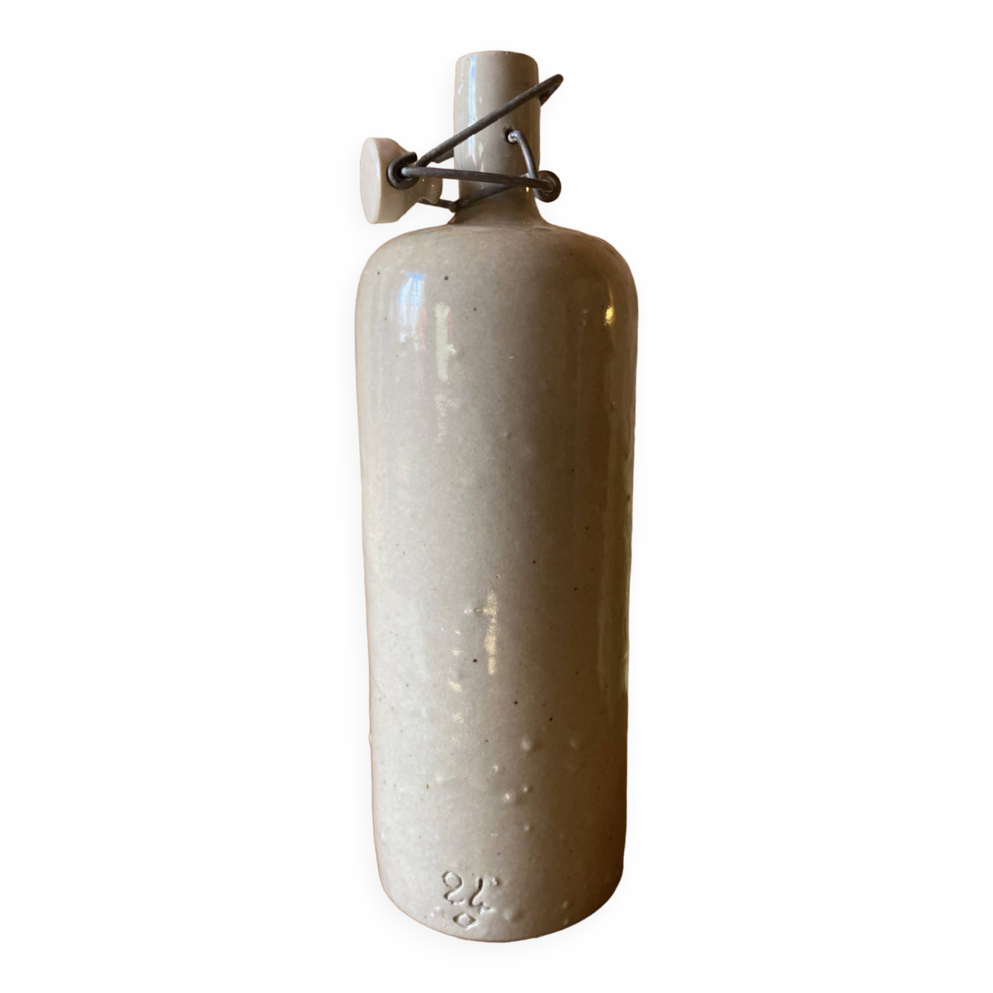 Bouteille bouillotte en grès émaillé gris clair