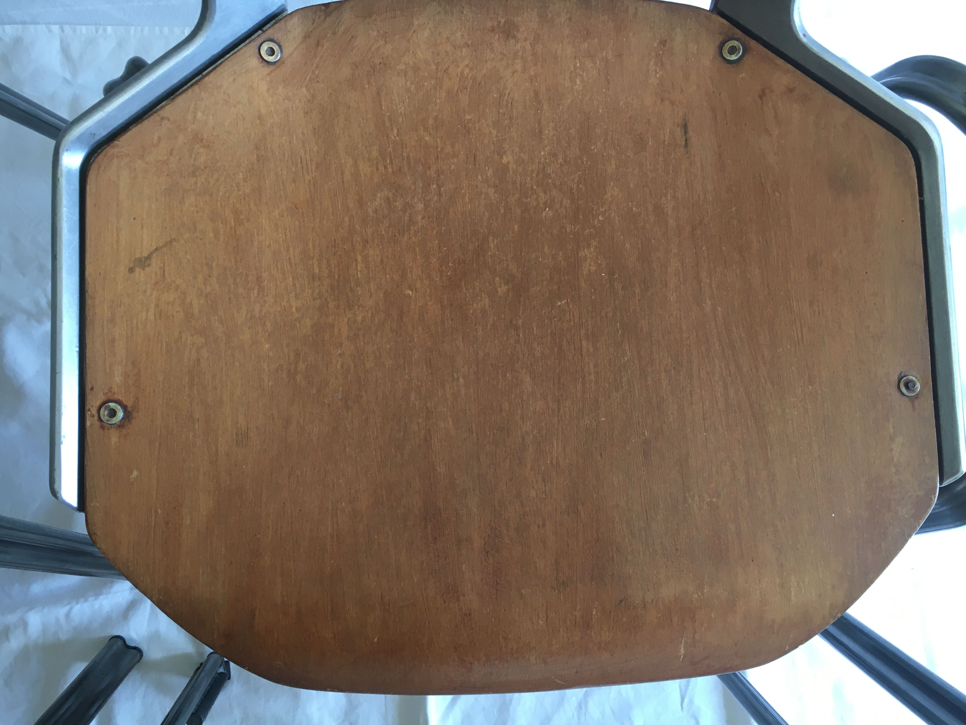 industrial chairs in brushed aluminum and wood year 80