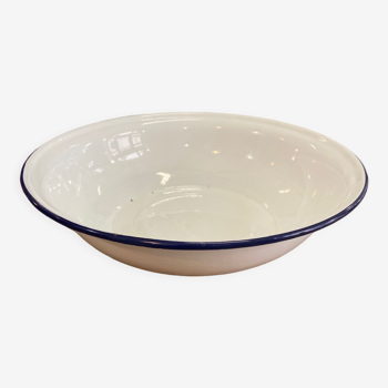 Salad bowl in white enamelled sheet metal