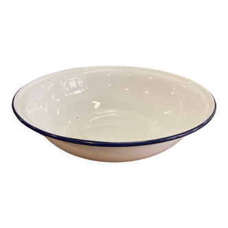 Salad bowl in white enamelled sheet metal