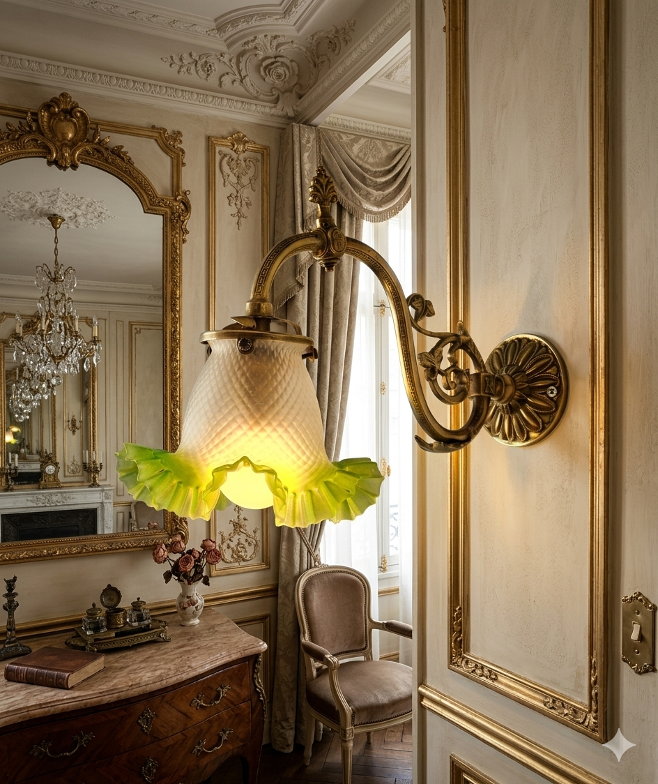 Louis XVI style wall sconce - Chiseled bronze and opaline glass