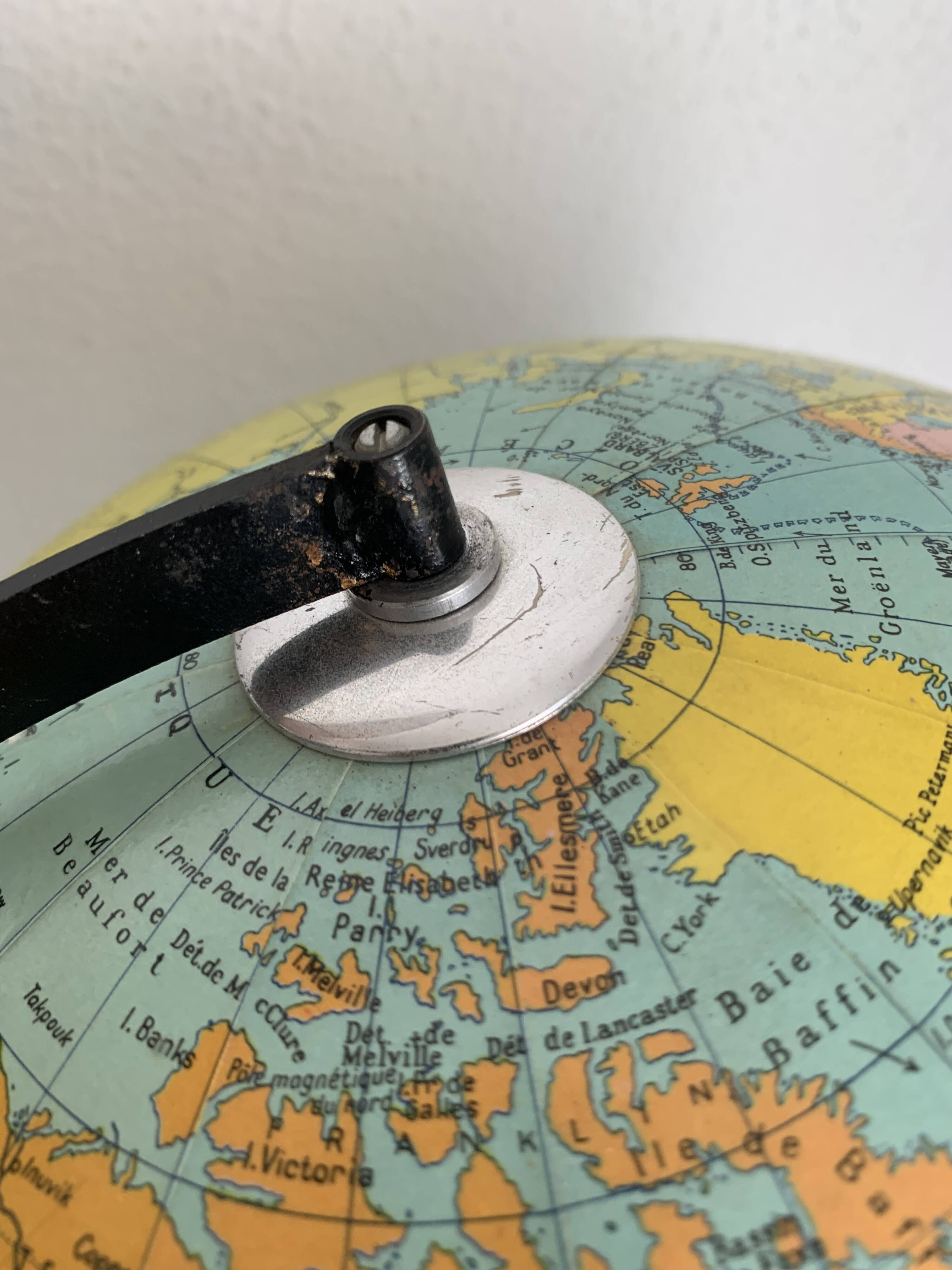 Taride Paris France vintage 1986 black tripod globe - 40 cm