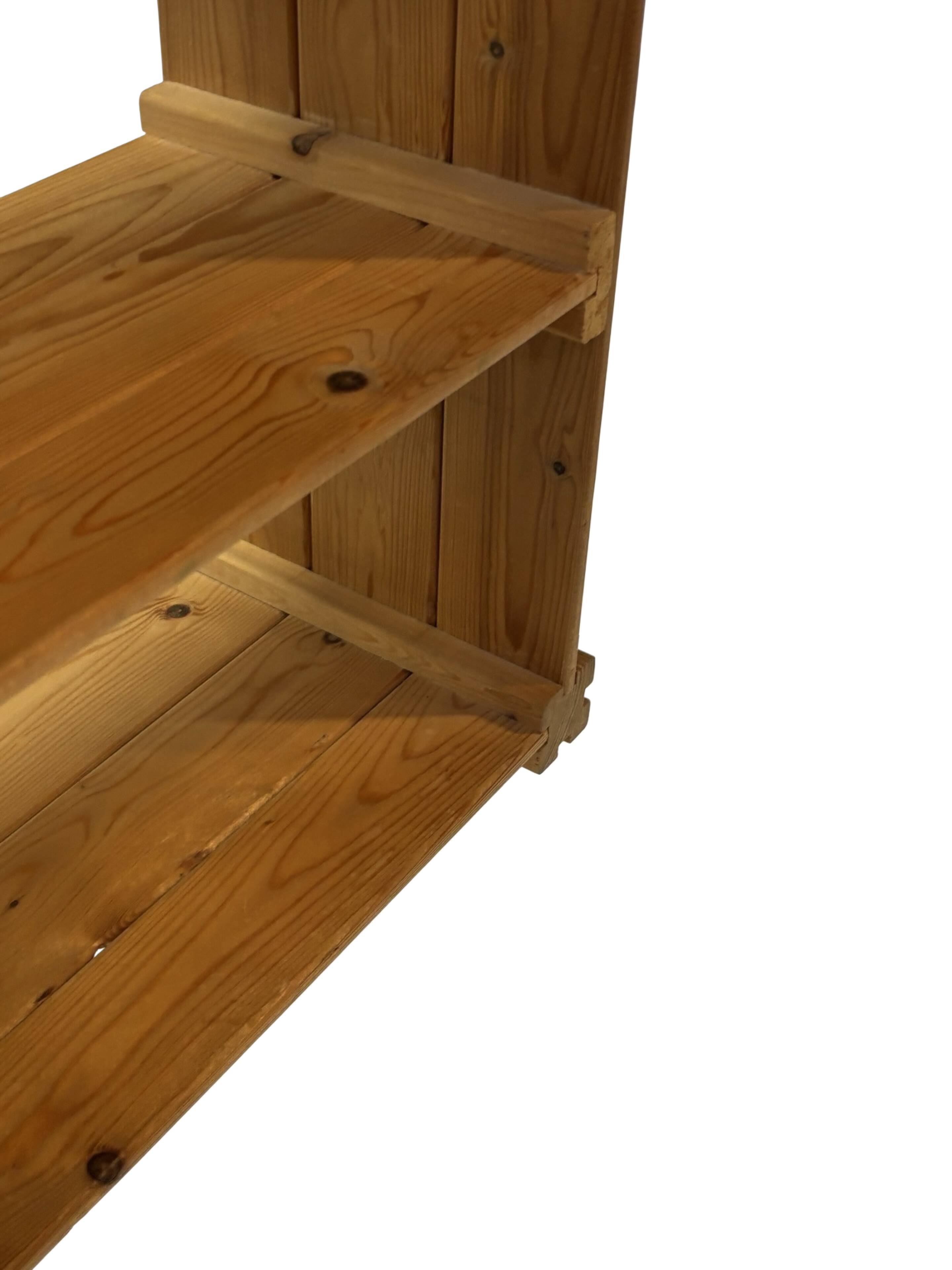 Vintage Wall shelf rack Pine wood 70s minimalist design