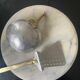 Large and rare Sicilian spoon in aluminum and brass