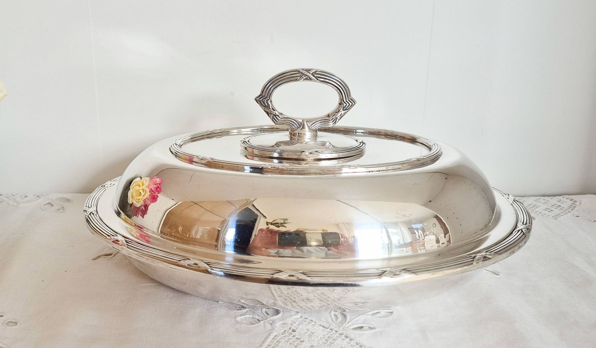 Oval silver-plated metal dishes, Dublin, serving dish, vegetable dish