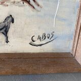 Vintage painting hunting court oil painting Cabos solid wood 160x90cm