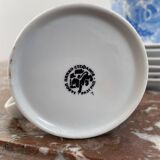 Coffee and tea set, vintage, stylized bird decor, retro, design, blue