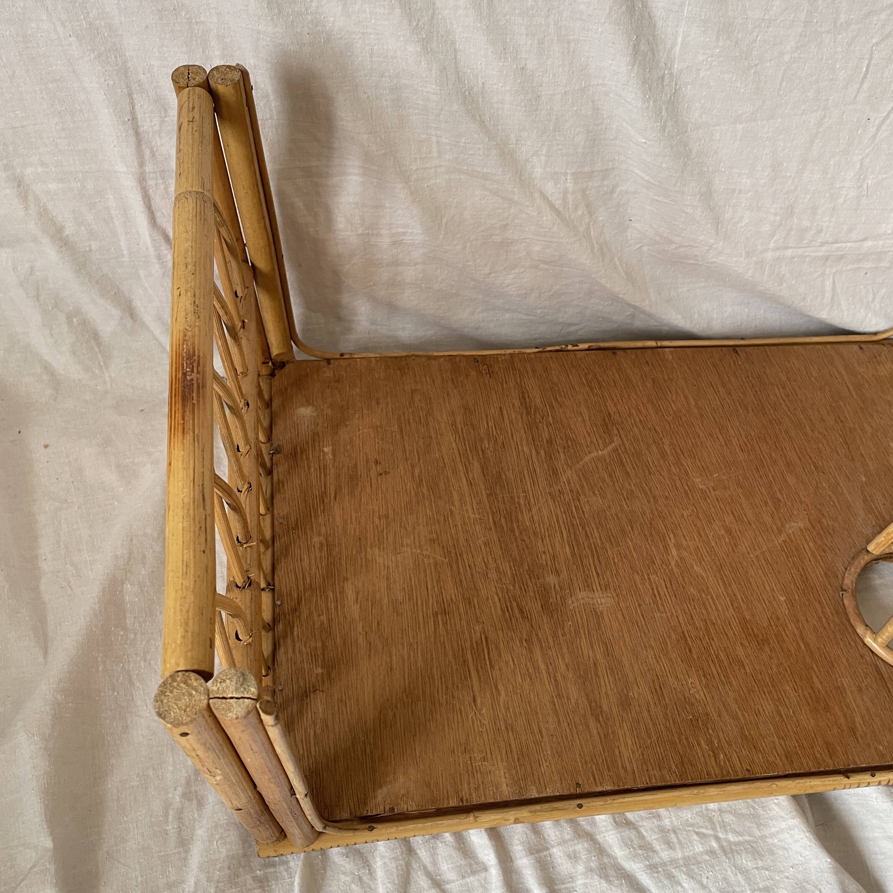 vintage rattan bed meal tray or coffee table design 1960 60