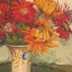 Painting oil flowers signed Alphonsine artist bouquet side