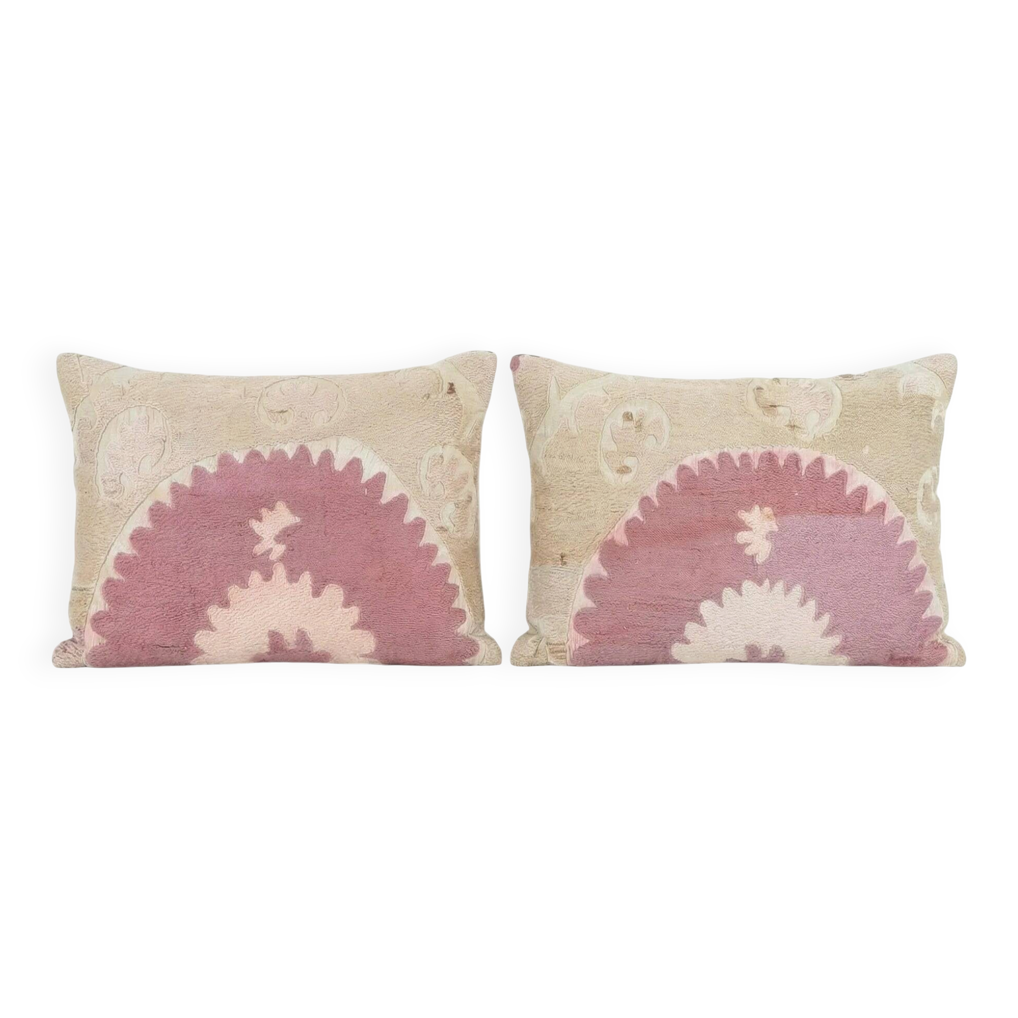 Set of 2 vintage embroidered cushion covers 36x56 cm