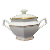 Sucrier vintage porcelaine véritable limoges blanc l&f dorées