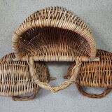 3 Old wicker baskets to attach to the wall