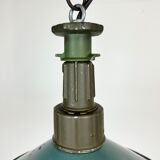 Industrial Green Enamel Factory Pendant Lamp with Cast Aluminium Top, 1960s