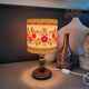 Bedside lamp with turned wooden base and floral shade - Ref 957