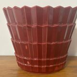Old Saint Clément vintage burgundy red ceramic flowerpot