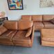Roche Bobois vintage lounge from the 80s – cognac buffalo leather – 2 sofas + pouf