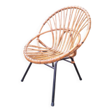 Fauteuil corbeille en rotin vintage
