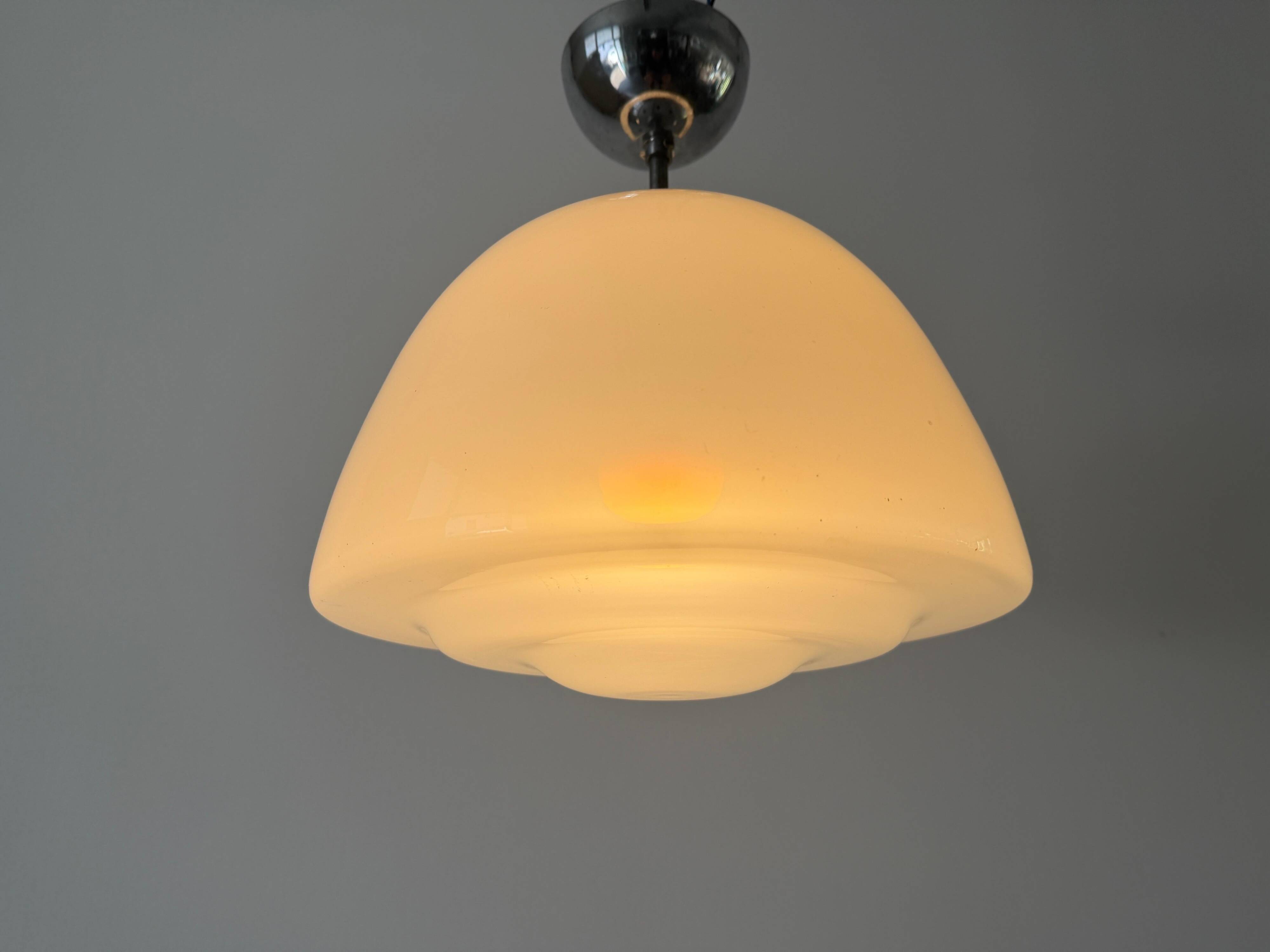 Opal glass ceiling light in Bauhaus style, Art Deco, 1940s, Germany