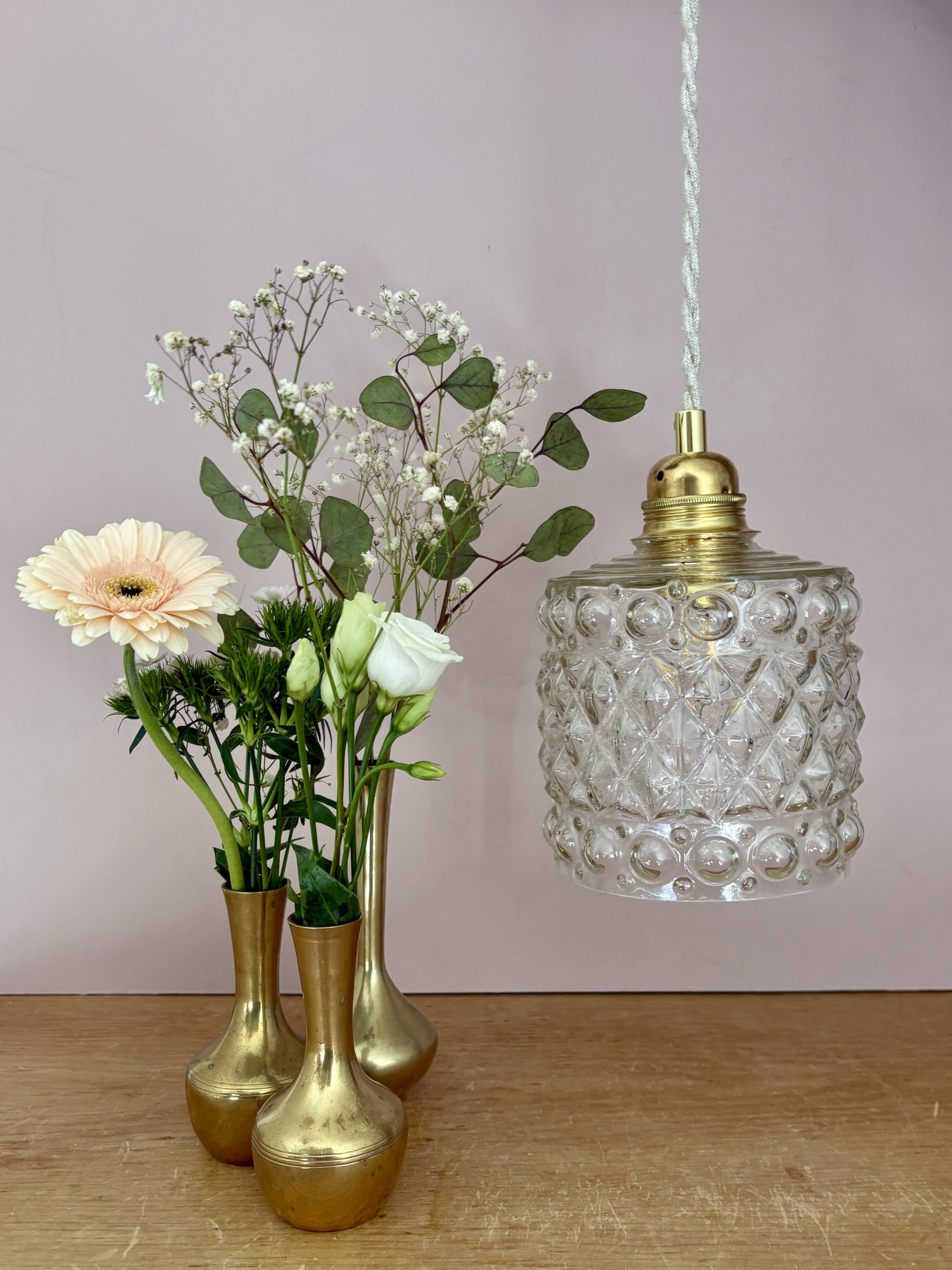 Suspension globe vintage en verre
