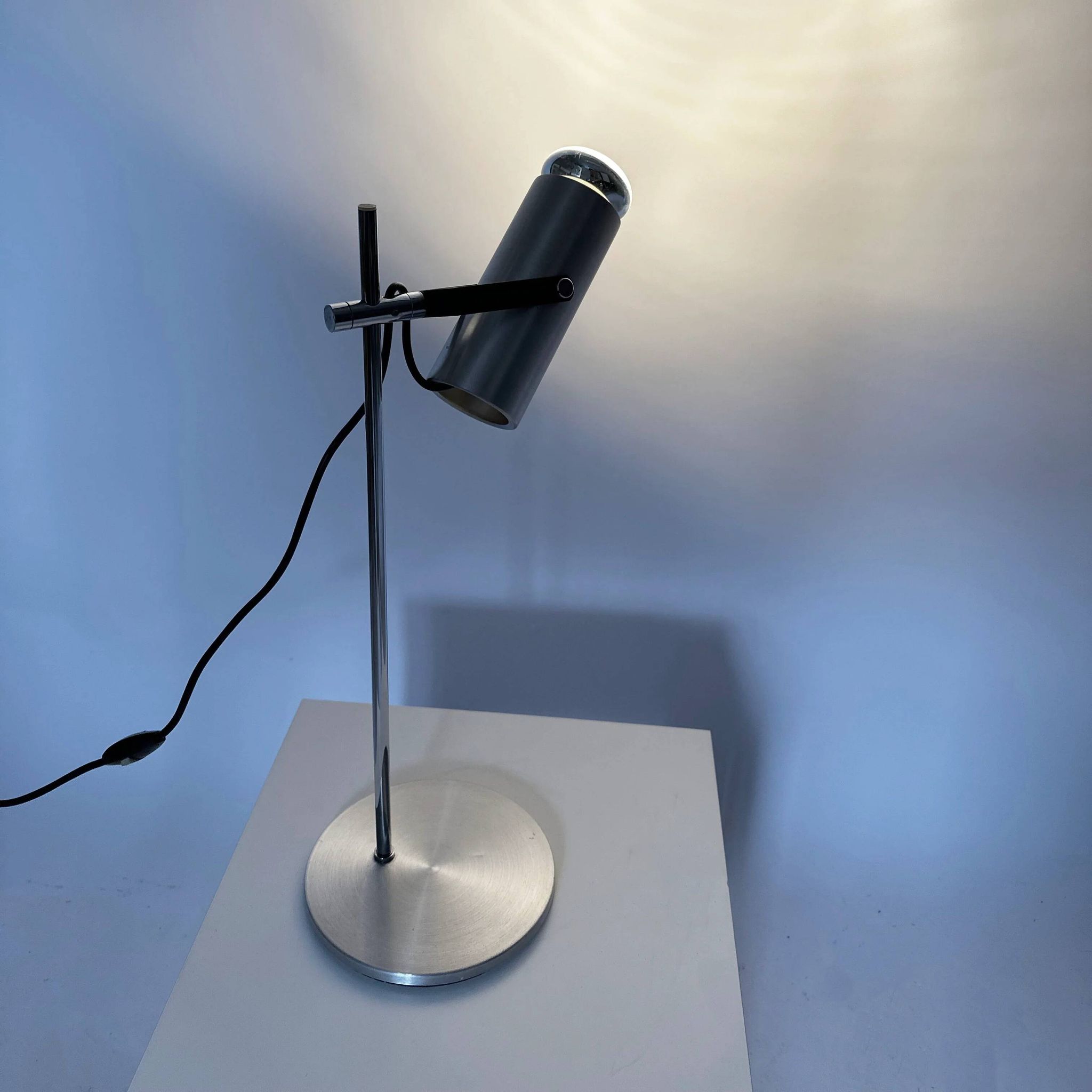 Lamp de Bureau en Aluminium et Chrome Vintage des Années 1970