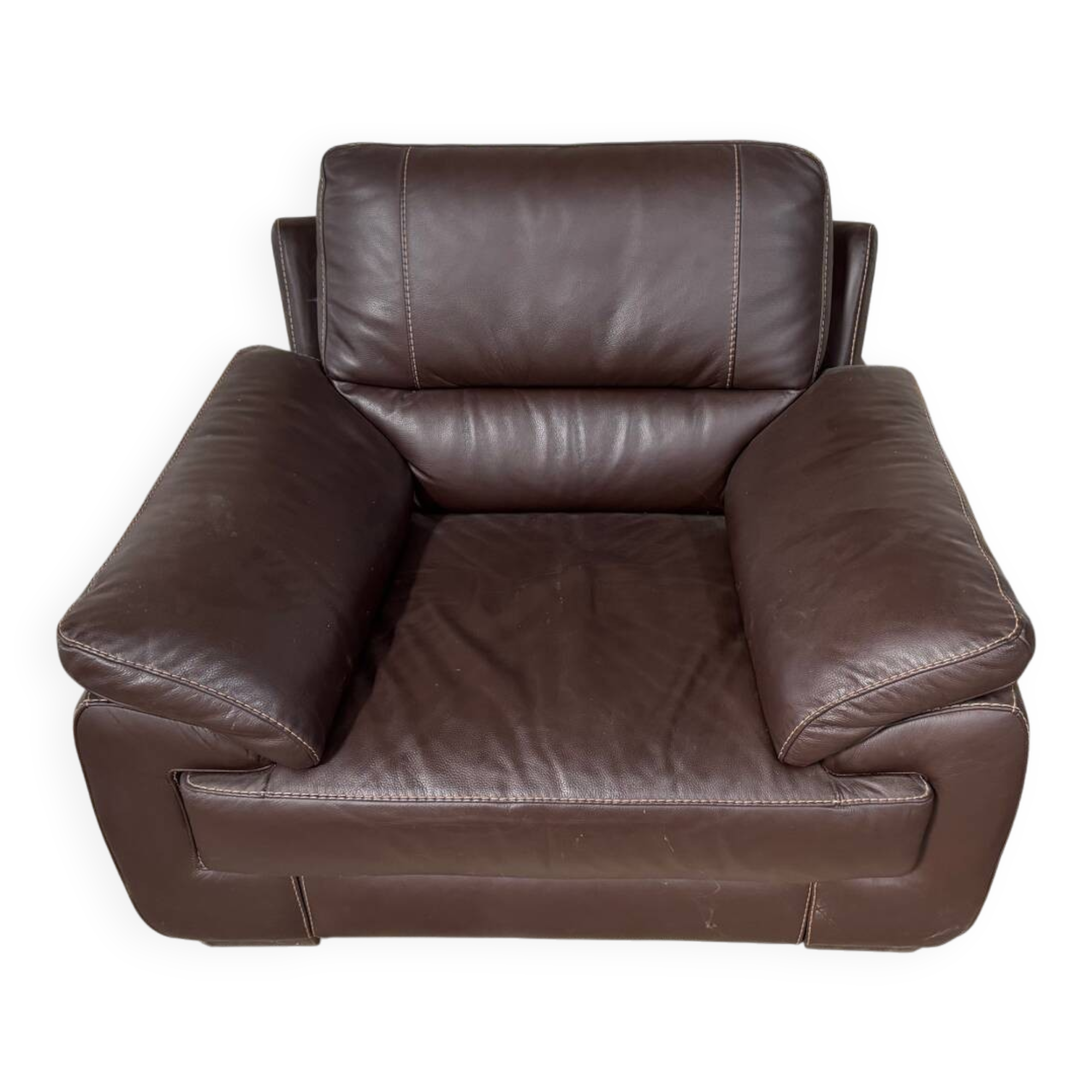 Fauteuil moderne en cuir marron