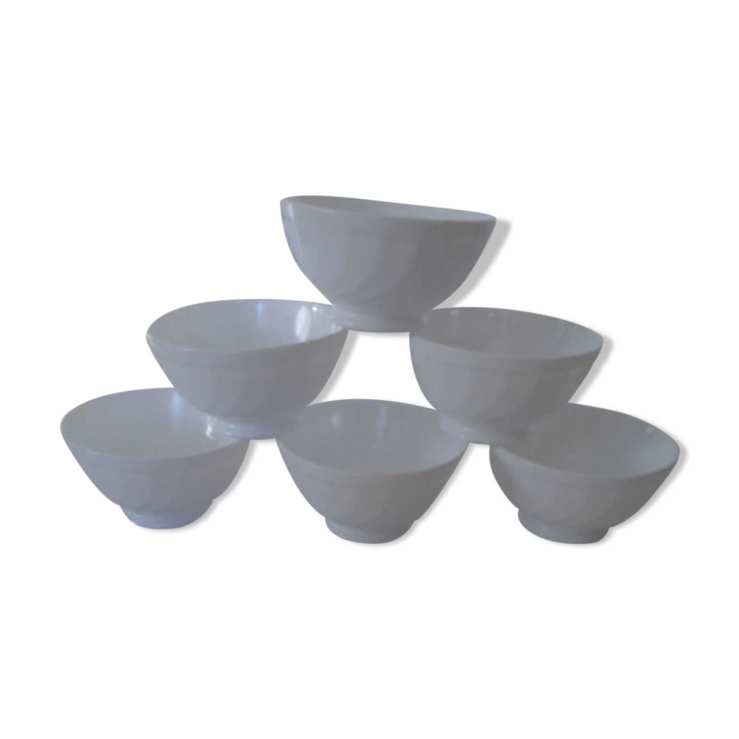 6 white bowls with arcopal twists france