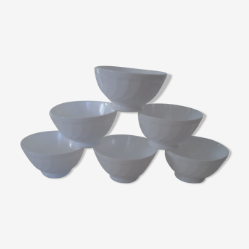 6 white bowls with arcopal twists france